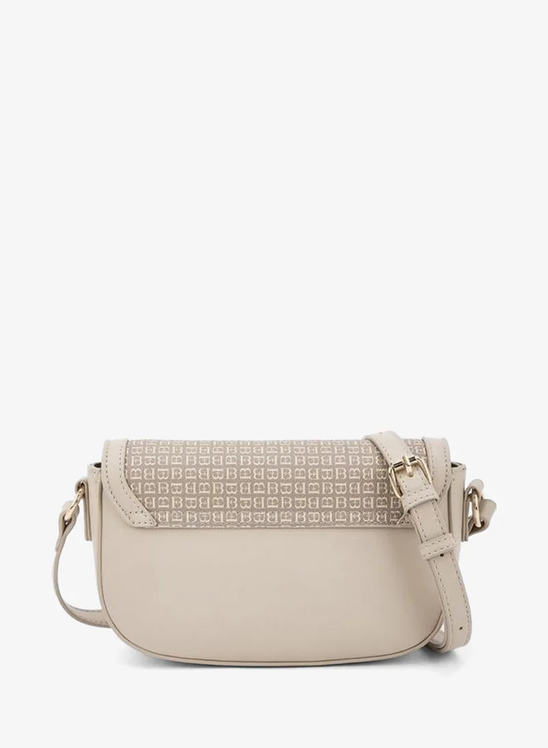 Flora Bella By Shoexpress BEIGE Flora Bella Monogram Print Crossbody Bag with Adjustable Strap for Women | Best Price UAE