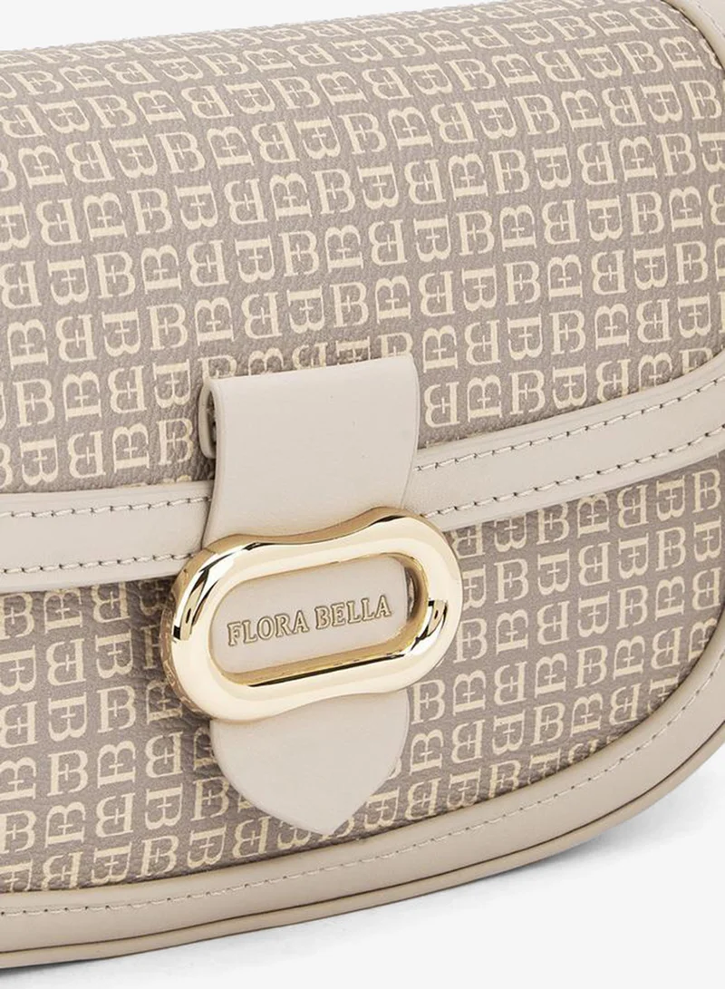 Flora Bella By Shoexpress BEIGE Flora Bella Monogram Print Crossbody Bag with Adjustable Strap for Women | Best Price UAE