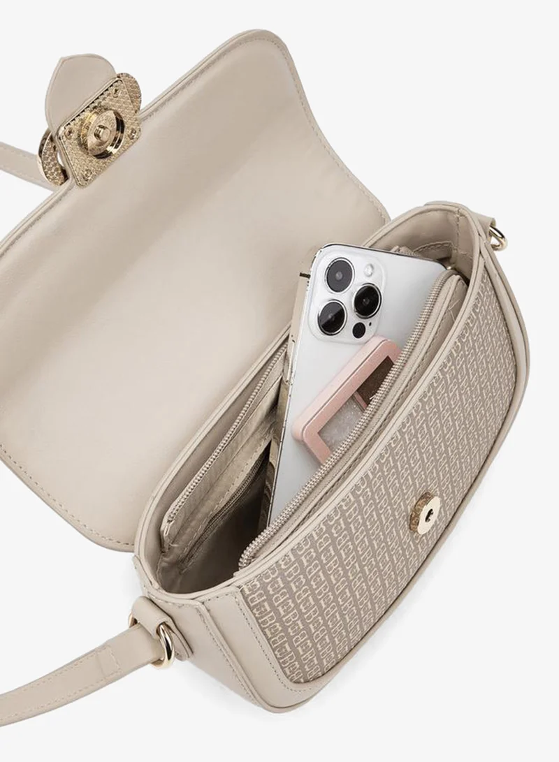 Flora Bella By Shoexpress BEIGE Flora Bella Monogram Print Crossbody Bag with Adjustable Strap for Women | Best Price UAE