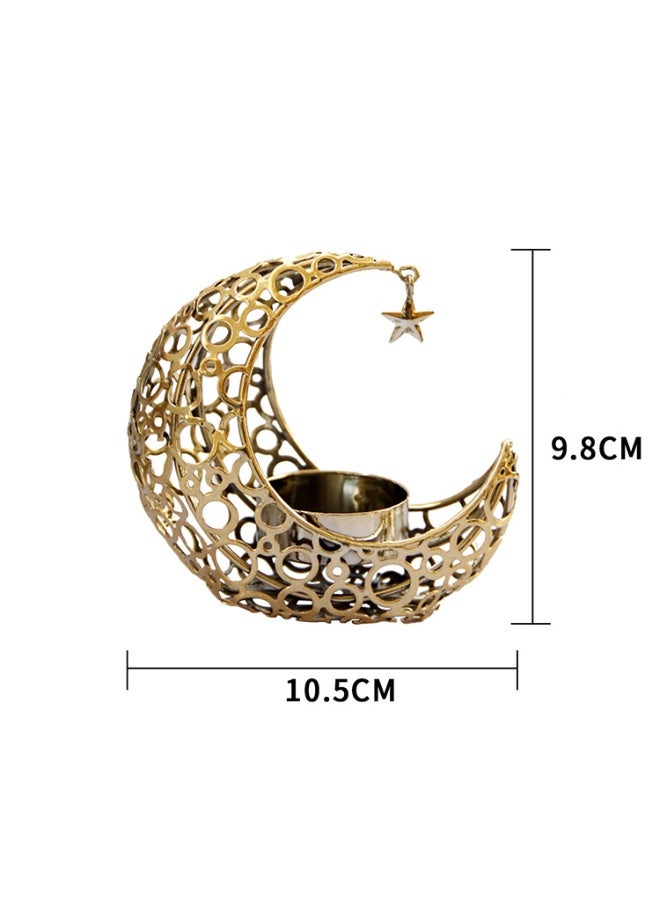 Metal Moon Star Candle Holder, Hollow Crescent Tealight Stand, Ramadan & Eid Home Decoration Ornament - Image 5
