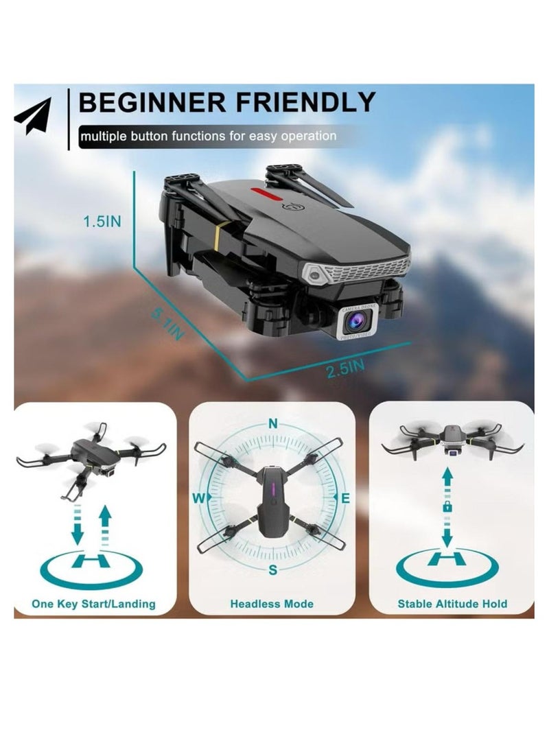 Generic - E88 Pro Max Foldable Quadcopter Drone with 4K Dual Camera for Adults, Remote Control Drone with Gesture Selfie, 3D Flips, Waypoint Flight, Altitude Hold, Long Control Range, Battery and Carrying Bag - Image 1