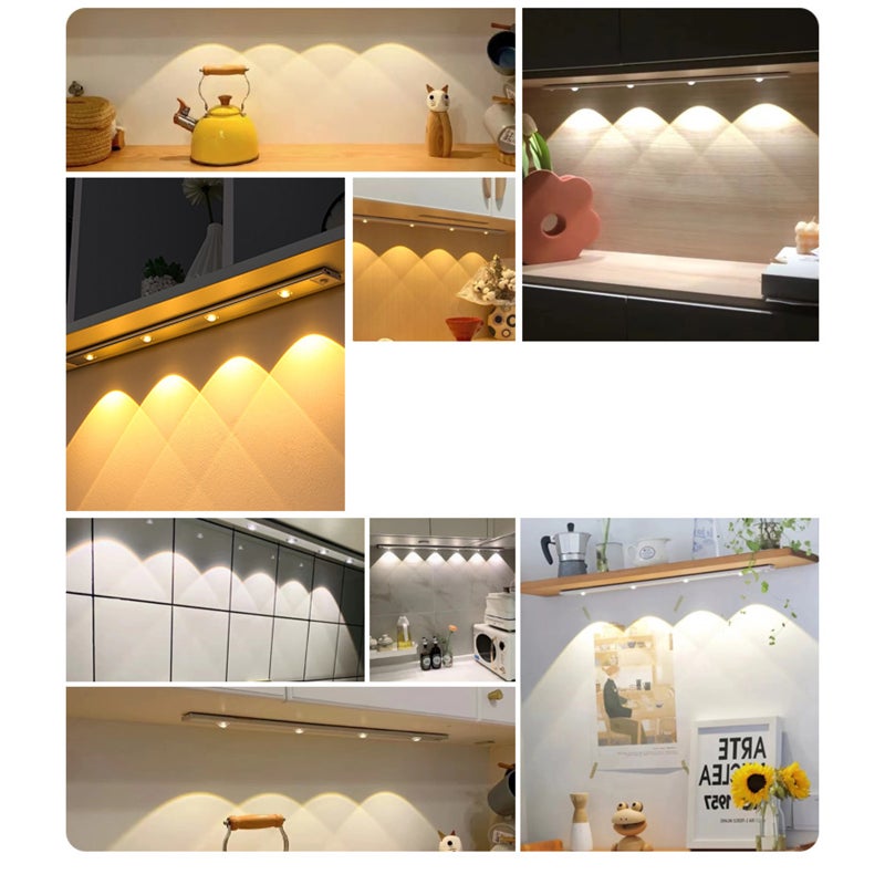Intelligent LED human body sensor lamp rechargeable lamp cabinet cabinet lamp bar Space Silver (Trichromatic Dimming) 40CM Space Silver (Trichromatic Dimming) - Image 3