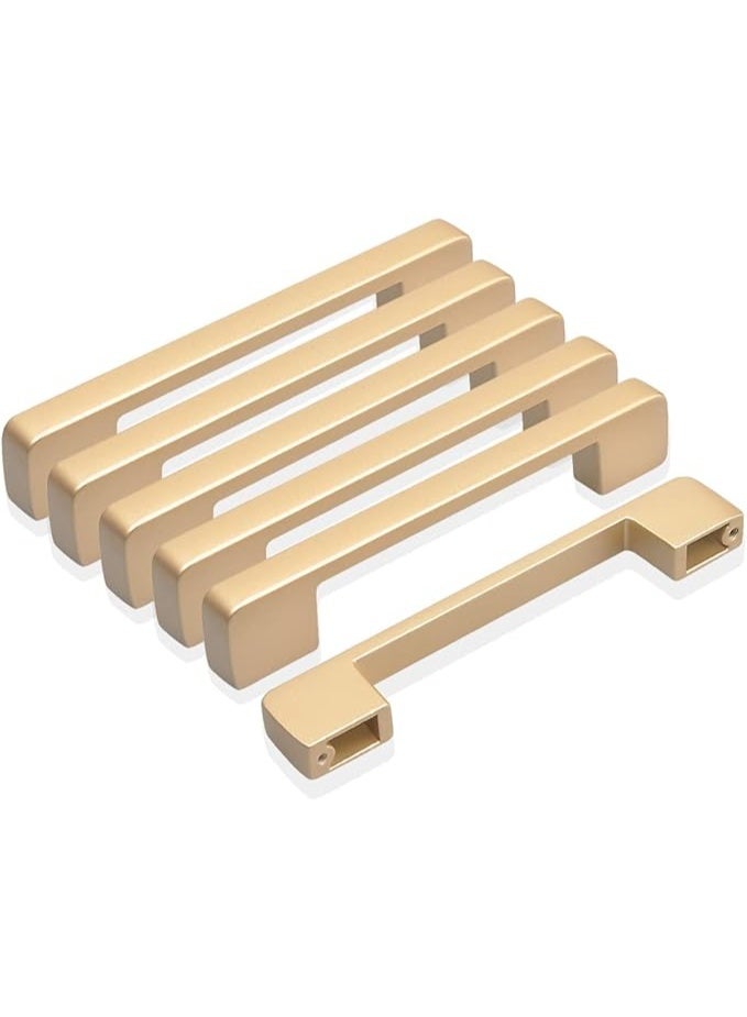 Lynacz Original Golden Kitchen Cupboard Handles, Modern Gold Door Handle Aluminum Alloy Cabinet Handle Drawer Pulls Square Furniture Handle Set for Kitchen and Bathroom Cabinets Cupboard(6Pcs 128mm) - Image 1