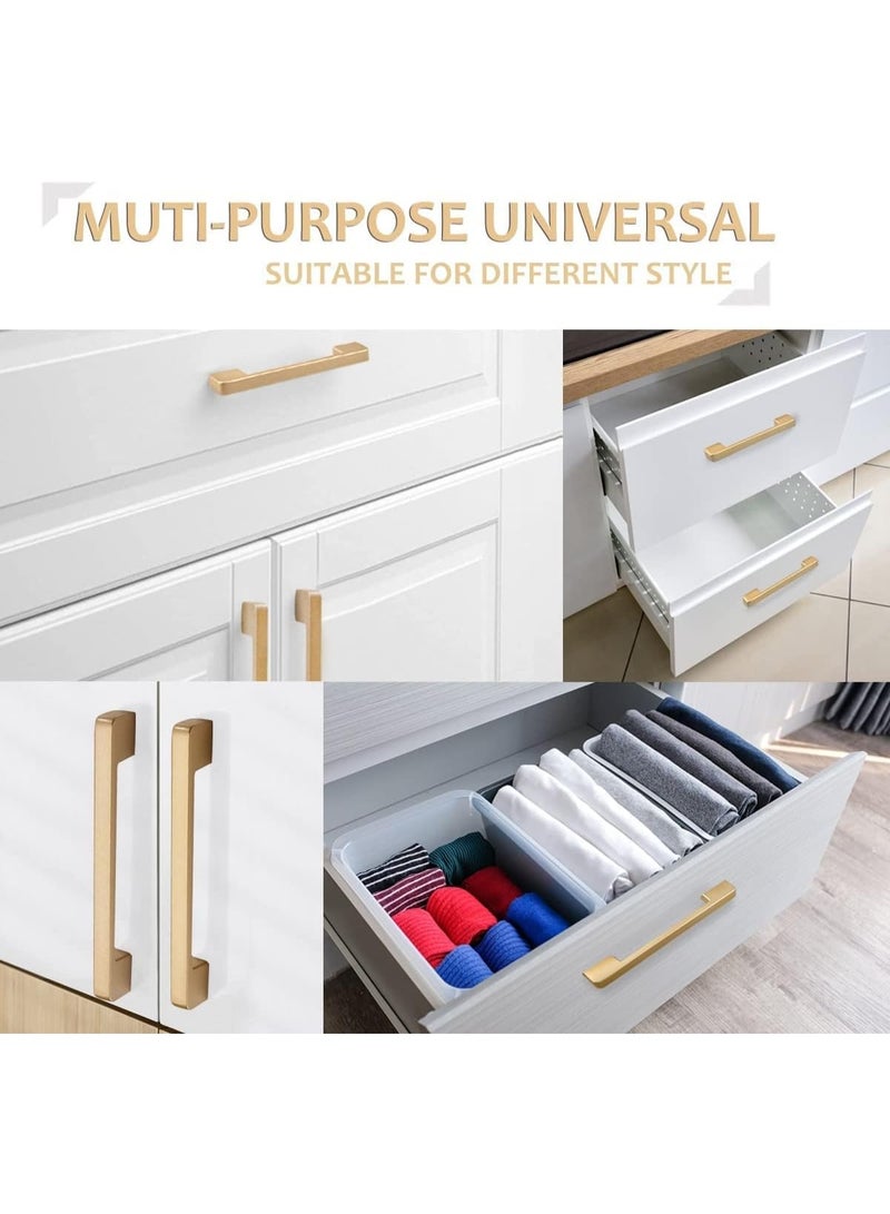 Lynacz Original Golden Kitchen Cupboard Handles, Modern Gold Door Handle Aluminum Alloy Cabinet Handle Drawer Pulls Square Furniture Handle Set for Kitchen and Bathroom Cabinets Cupboard(6Pcs 128mm) - Image 4