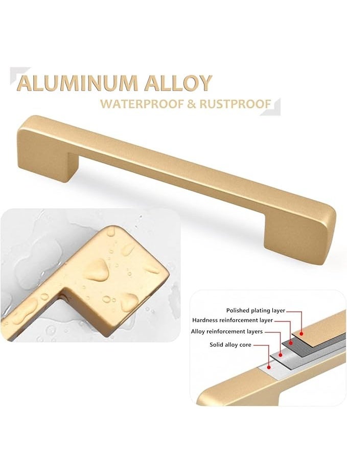 Lynacz Original Golden Kitchen Cupboard Handles, Modern Gold Door Handle Aluminum Alloy Cabinet Handle Drawer Pulls Square Furniture Handle Set for Kitchen and Bathroom Cabinets Cupboard(6Pcs 128mm) - Image 5