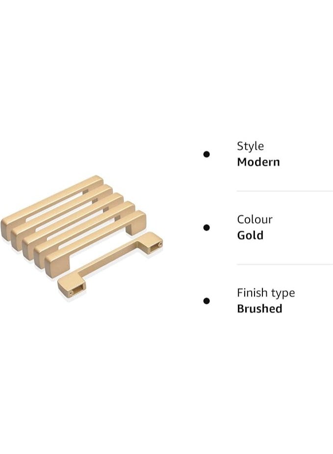 Lynacz Original Golden Kitchen Cupboard Handles, Modern Gold Door Handle Aluminum Alloy Cabinet Handle Drawer Pulls Square Furniture Handle Set for Kitchen and Bathroom Cabinets Cupboard(6Pcs 128mm) - Image 3