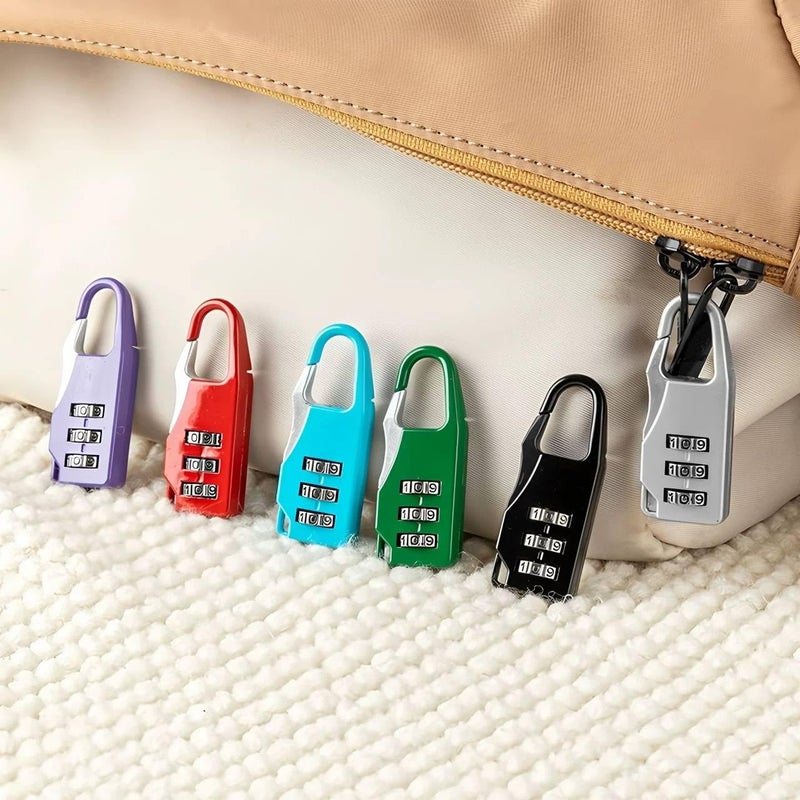 Digit Combination Lock, Mini Travel Padlock, Multi-Color Pack, Zinc Alloy, Security Lock for Luggage, Backpacks, Lockers