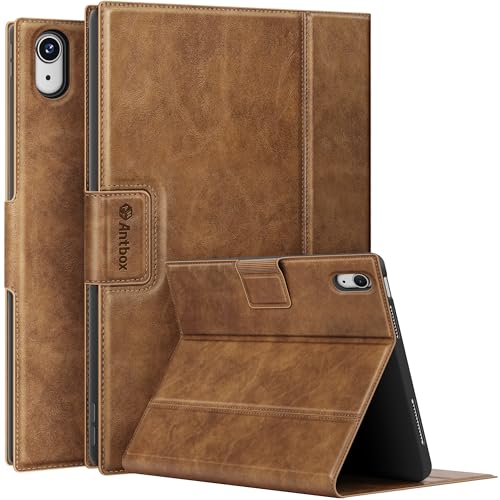 Antbox Case for iPad A16 11th 11 10th Generation 109 High Grade SkinTouch Vegan Leather with Builtin Pencil Holder Auto SleepWake Function Tan - Image 1