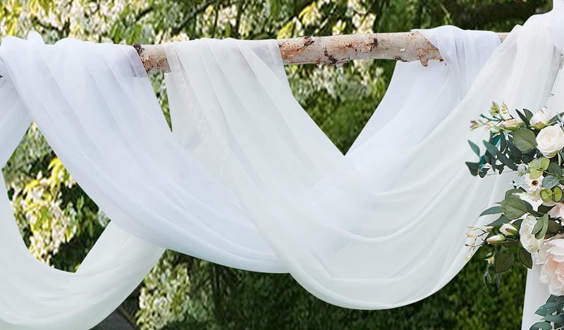 LinenZone White Window Scarf Valance in 144 Inch Size. Use Window Scarves as Canopy Bed or Backdrop Curtains, Curtain Scarf, or Sheer Fabric for Draping. (Amazing 55 x 144, White) - Image 3