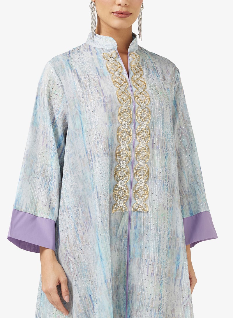 Khizana Printed Jalabiya Embroidered Neck - Image 3