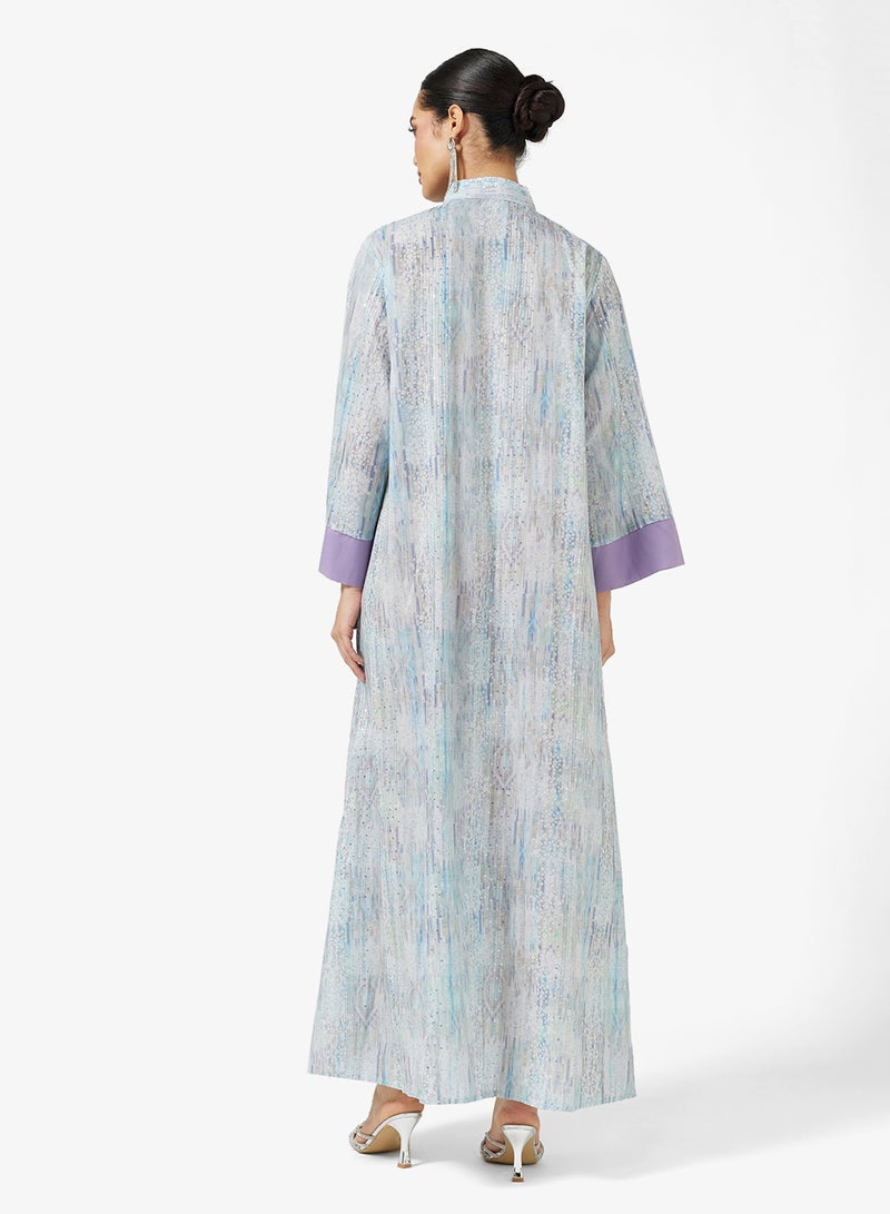 Khizana Printed Jalabiya Embroidered Neck - Image 2