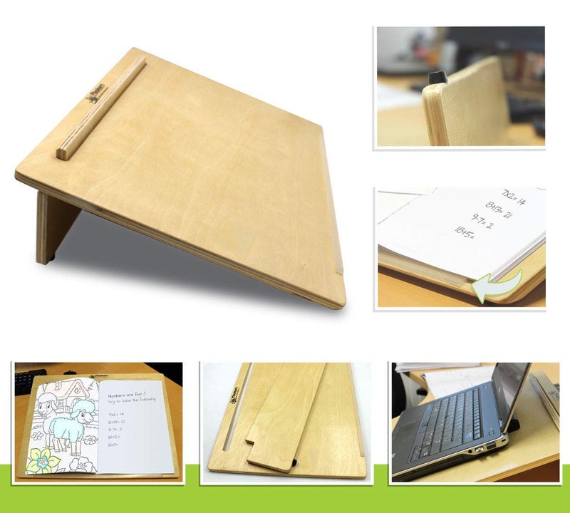 Playlearn USA Playlearn Ergonomic Wooden Writing Slope/Slant Board - 20 Degree Optimal Angle - Extra Wide with Pen Holder - Image 3