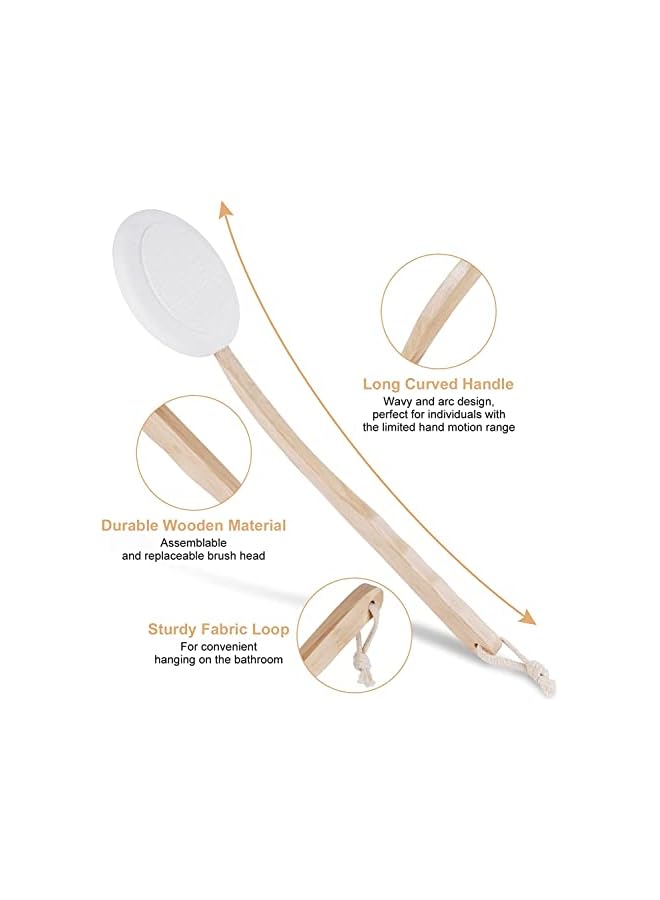 Zaboon Cream Applicator 2 In 1 Body Brush Long Range Handle With 6 Pads And Hook Back Brush Convenient For Selfapplication Portable Travel Back Scrubber  - Image 2