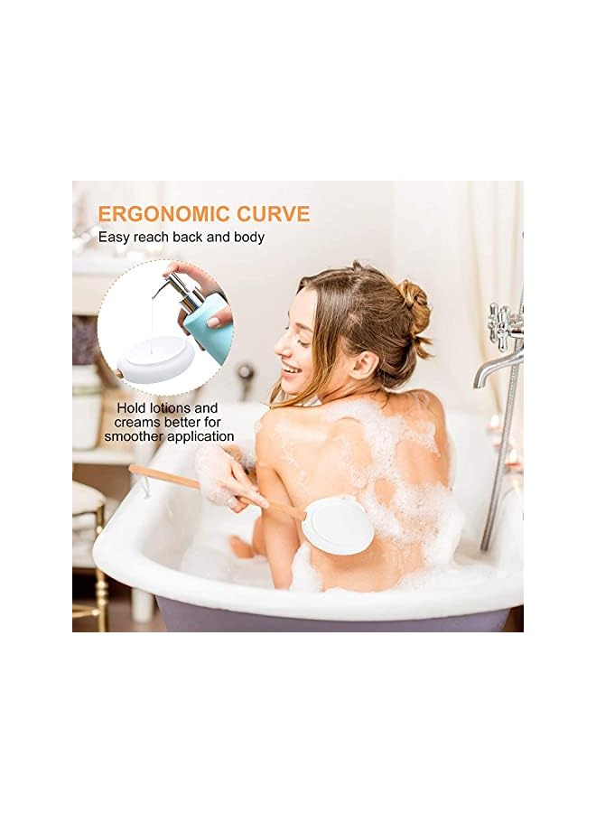 Zaboon Cream Applicator 2 In 1 Body Brush Long Range Handle With 6 Pads And Hook Back Brush Convenient For Selfapplication Portable Travel Back Scrubber  - Image 3