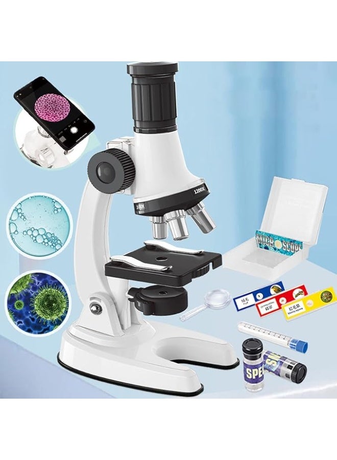 شابية مجهر ضوئي للأطفال، مجهر تعليمي للأطفال | مجموعة مجهر أحادي العين بتكبير 1200x، مجموعة مجهر علمي للأطفال المبتدئين، مجهر تعليمي للطلاب - Image 3