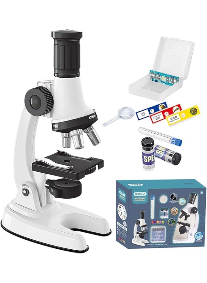 شابية مجهر ضوئي للأطفال، مجهر تعليمي للأطفال | مجموعة مجهر أحادي العين بتكبير 1200x، مجموعة مجهر علمي للأطفال المبتدئين، مجهر تعليمي للطلاب - Image 1