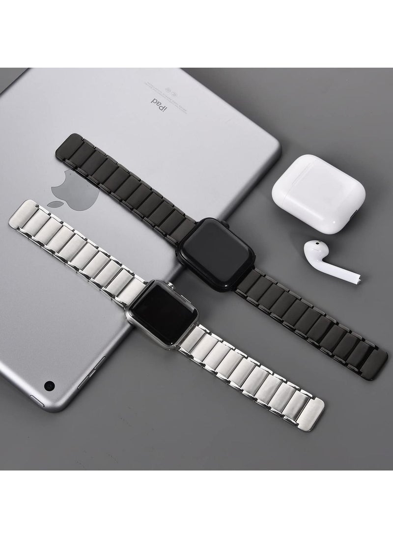 Excefore Metal Straps Compatible with Apple Watch 45mm/44mm, Magnetic Metal iWatch Replacement Bands, Stainless Steel Strap for Apple Watch Series 7/6/5/4/SE (Sliver)  - Image 3
