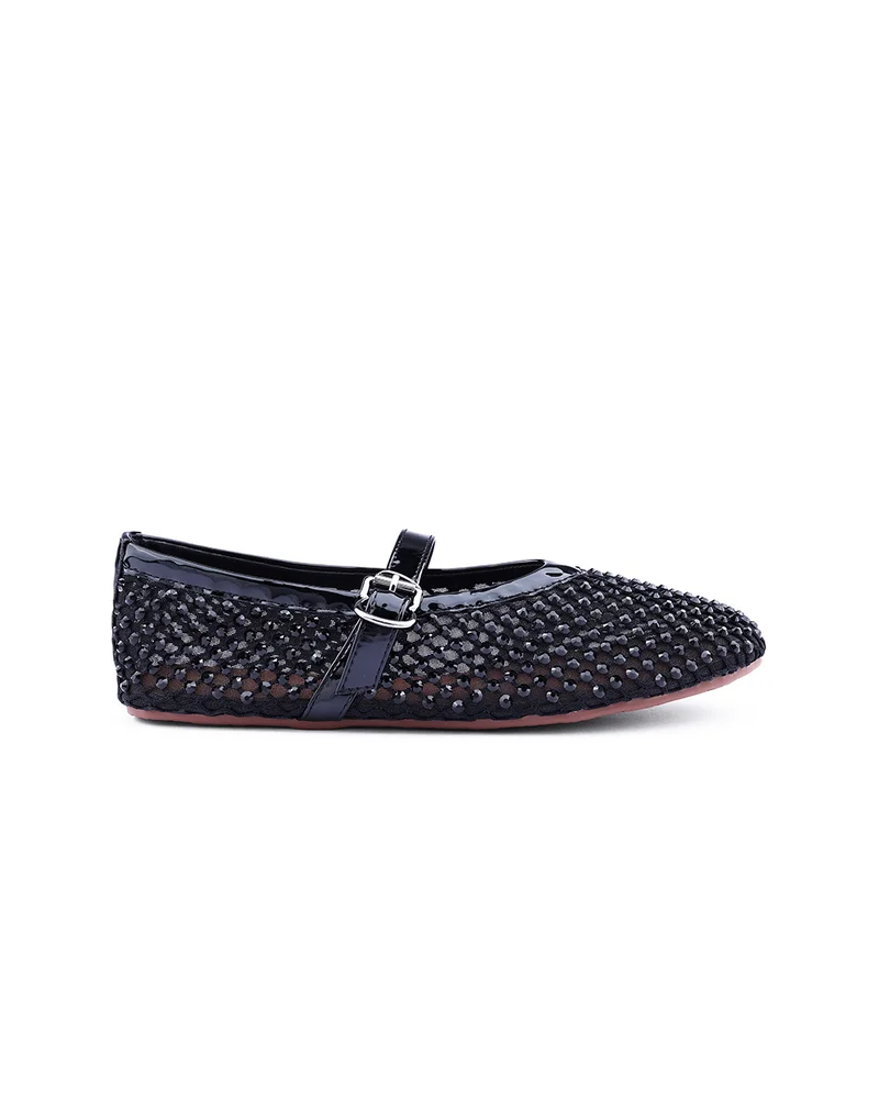 كابلي Womens open weave mesh pattered ballerinas