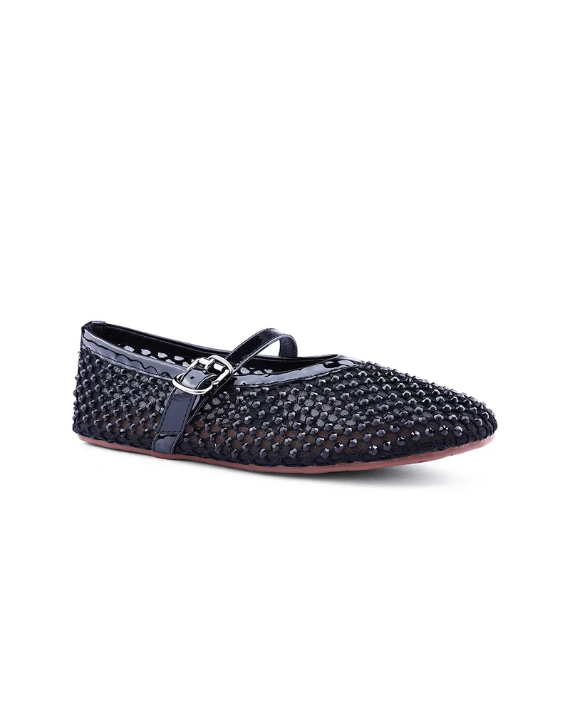 كابلي Womens open weave mesh pattered ballerinas