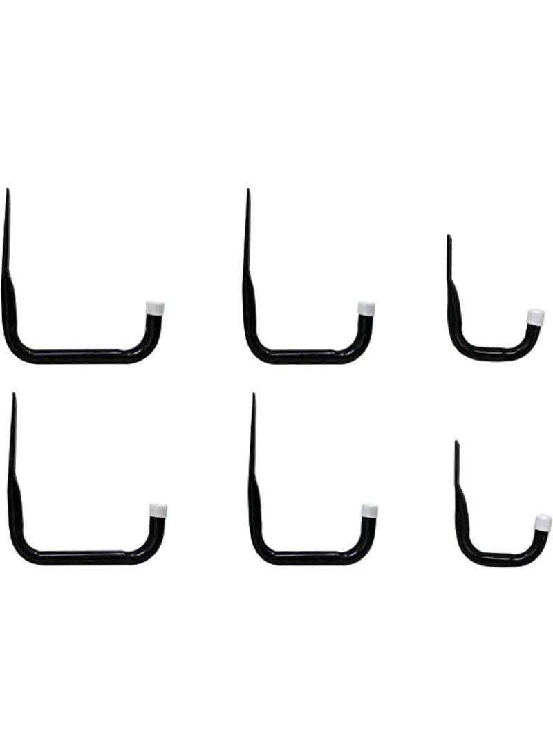 Shepherd Hardware خطافات تخزين جراج شيفرد هاردوير 8088E من الفولاذ الثقيل / متنوعة، 6 قطع، أسود - Image 2