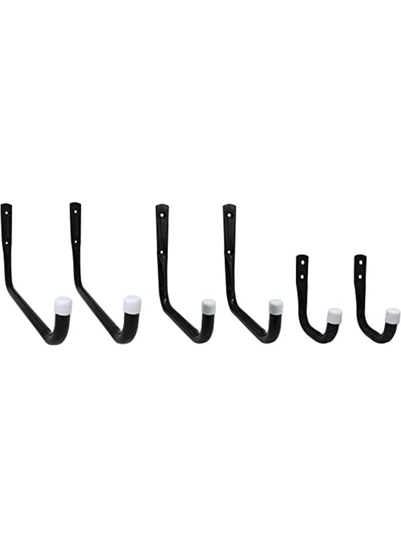 Shepherd Hardware خطافات تخزين جراج شيفرد هاردوير 8088E من الفولاذ الثقيل / متنوعة، 6 قطع، أسود - Image 1