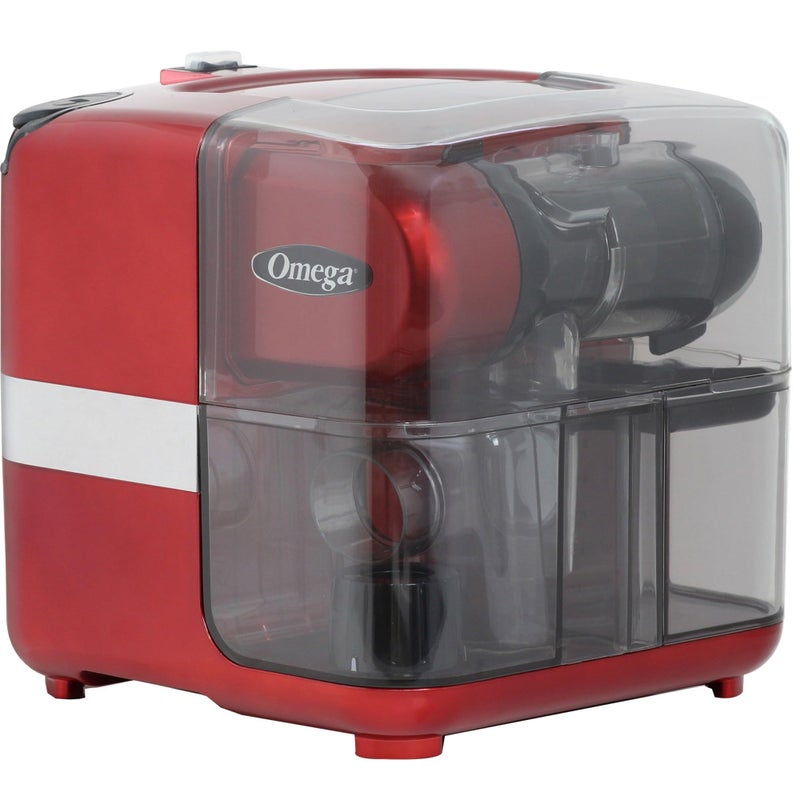Omega Omega Juicer Cold Press 365 Slow Masticating Vegetable and Fruit Juice Extractor and Nutrition System Makes Nut Milks Baby Food and Sorbets 80RPM Slow Juicer with OnBoard Storage 200Watts Red 