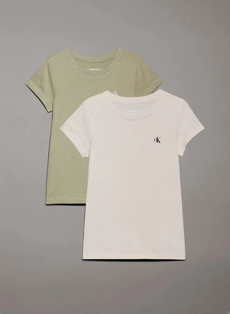 Calvin Klein Jeans Turtledove / Misty Vale 2 Pack Slim T-shirts for Women | Best Price UAE