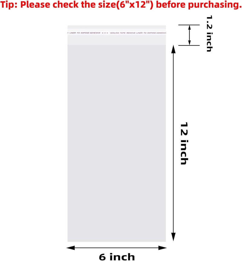 Morepack Self Sealing Cellophane Bags Self Adhesive,6x12 Inches Clear Resealable Cellophane Bags 200 Pieces - Image 2