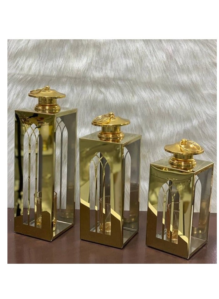 طقم فوانيس ذهبي باحجام مختلفة انيق للغاية - Image 2