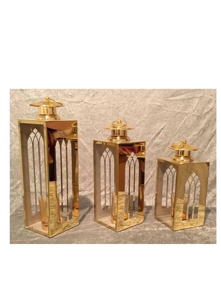 طقم فوانيس ذهبي باحجام مختلفة انيق للغاية - Image 1