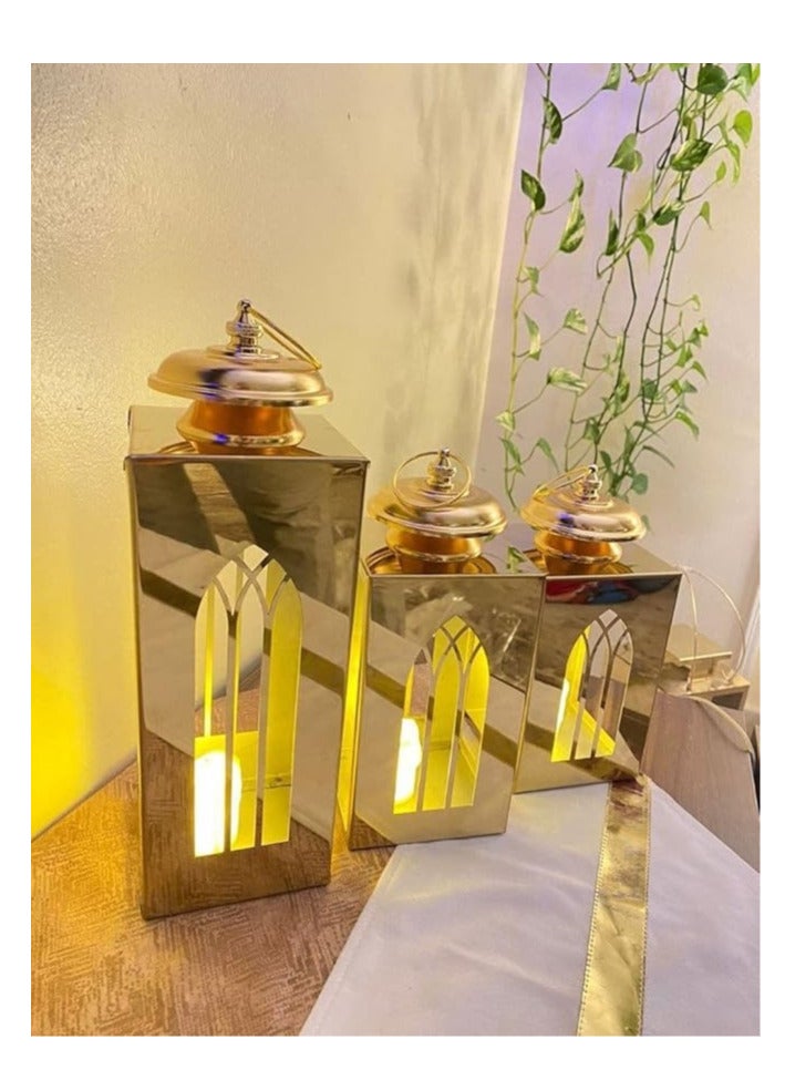 طقم فوانيس ذهبي باحجام مختلفة انيق للغاية - Image 3