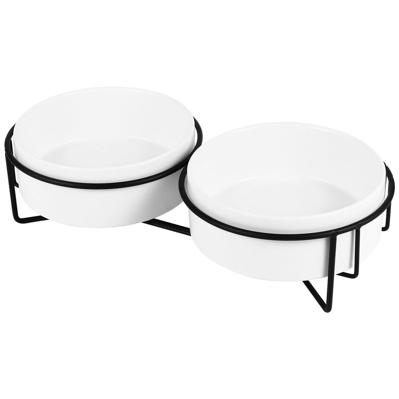 Elevated Ceramic Pet Feeder Bowls with Iron Stand 13cm Food Water Dish for Cats Dogs - Image 2