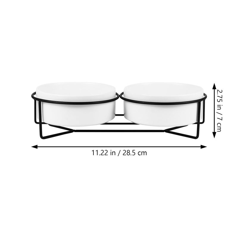 Elevated Ceramic Pet Feeder Bowls with Iron Stand 13cm Food Water Dish for Cats Dogs - Image 3