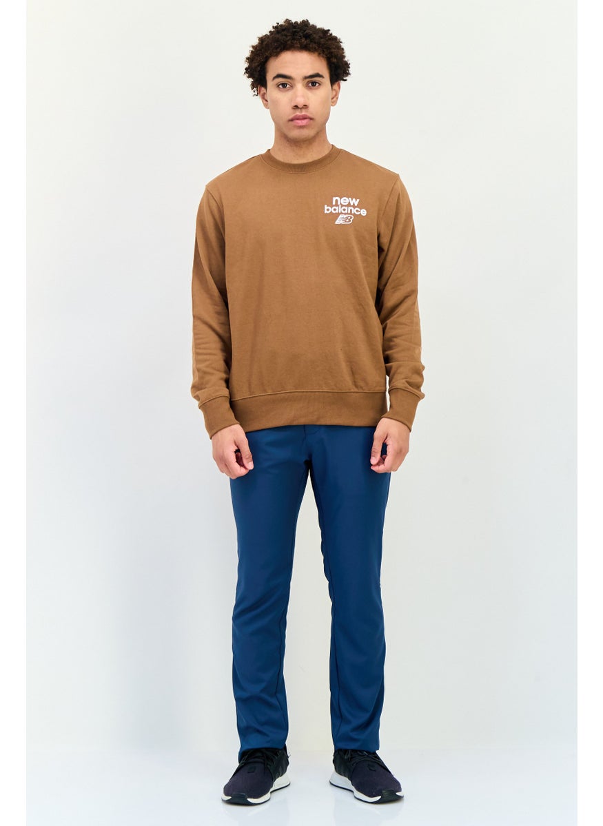 Men Sportswear Fit Long Sleeve Outdoor Sweatshirt, Brown