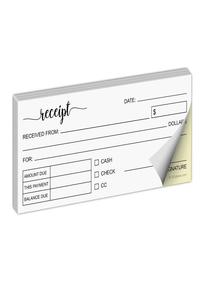 321Done Receipt Book, Made in USA - 2.75x6 Pocket Size 2-Part Carbonless, Cute Handheld Duplicate Copy Order Form for Craft Boutique Business - 50 White/Yellow Sets - Image 1