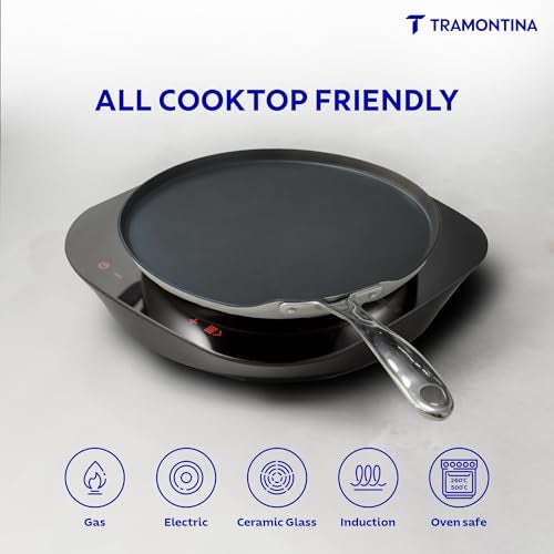 TRAMONTINA Fusao Triply Ceramic-Reinforced Dosa Tawa 32cm | 3mm Thickness | Long-Lasting Performance | Perfect for Dosa, Uttapam, Roti & Paratha | All Cooktop Compatible - Image 5