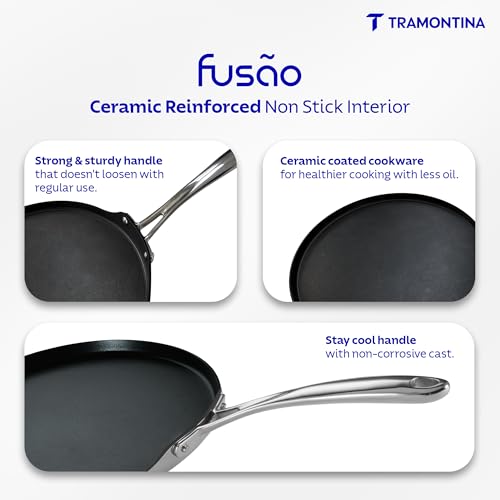 TRAMONTINA Fusao Triply Ceramic-Reinforced Dosa Tawa 32cm | 3mm Thickness | Long-Lasting Performance | Perfect for Dosa, Uttapam, Roti & Paratha | All Cooktop Compatible - Image 4
