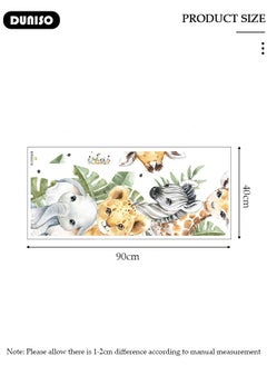 DUNISO Cartoon Animal Door Sticker, Elephant and Zebra Wall Decals Green Plants Wall Stickers Removable Kids Room Wall Decals for Kids Baby Nursery Kindergarten Toddler Boys Girls Bedroom Wall Decor  - Image 4