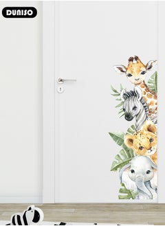 DUNISO Cartoon Animal Door Sticker, Elephant and Zebra Wall Decals Green Plants Wall Stickers Removable Kids Room Wall Decals for Kids Baby Nursery Kindergarten Toddler Boys Girls Bedroom Wall Decor  - Image 5