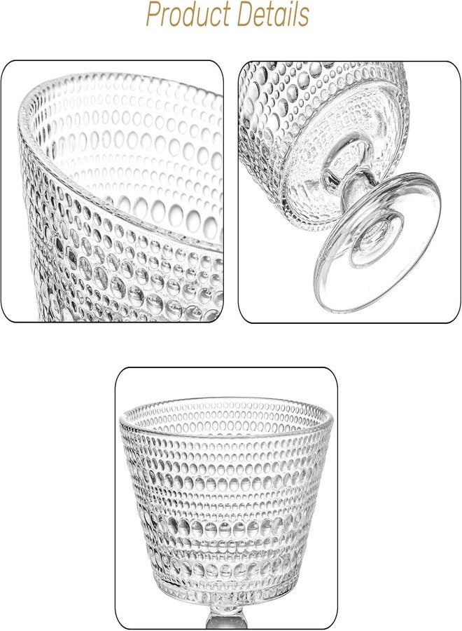 ZOOFOX 6 Pack Glass Ice Cream Bowl Set, 9 oz Footed Fruit Parfait Cups, Embossed Design Glass Dessert Bowls for Sundae, Ice Cream, Smoothie, Fruit, Salad, Yogurt, Cocktail, Snack - Image 3