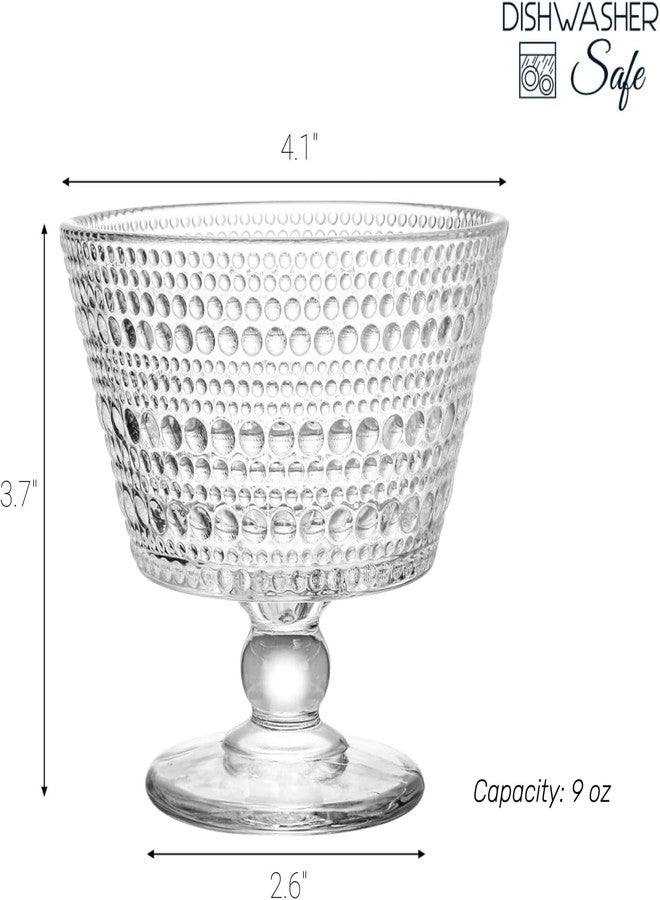 ZOOFOX 6 Pack Glass Ice Cream Bowl Set, 9 oz Footed Fruit Parfait Cups, Embossed Design Glass Dessert Bowls for Sundae, Ice Cream, Smoothie, Fruit, Salad, Yogurt, Cocktail, Snack - Image 2