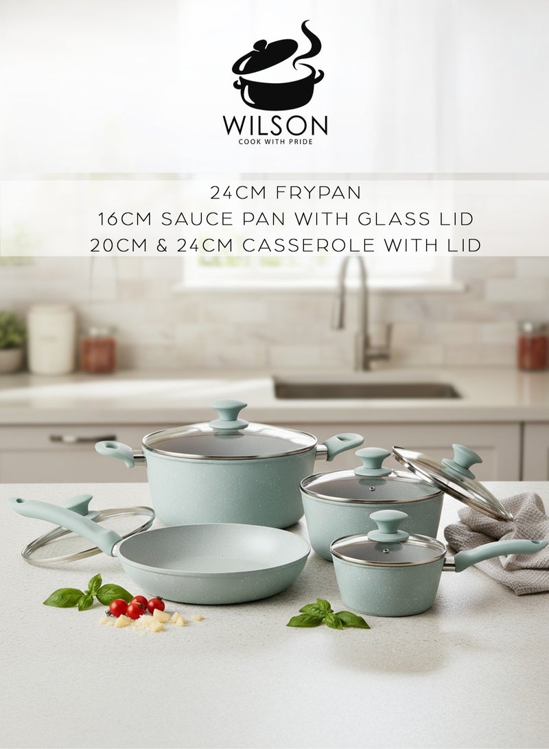 Wilson 7-Piece Aluminum Cookware Set - Induction Bottom, Non-Stick, PFOA-Free Pots & Pans with Lids for All Cooktops - Image 2