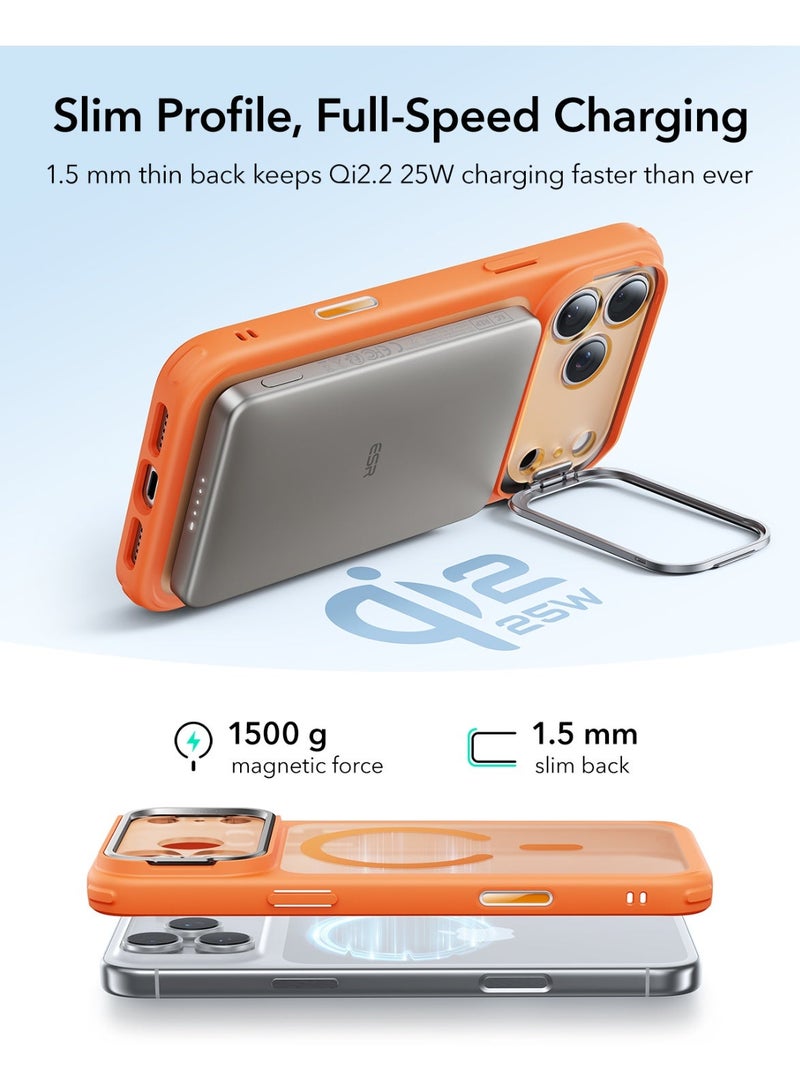ESR Classic Hybrid MagSafe Case with Stash Stand for iPhone 17 Pro Max, Frosted Orange - Image 3