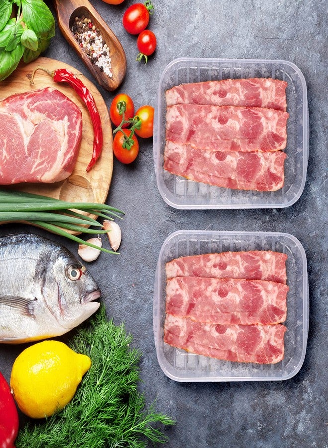 Yiphates 2 Pack Bacon Storage Container with Lid Bacon Keeper with Tongs Airtight Bacon Holder for Refrigerator with Drain Tray Fits Standard Bacon Strips for Fridge Meat Storage Deli Meat Cheese - Image 5