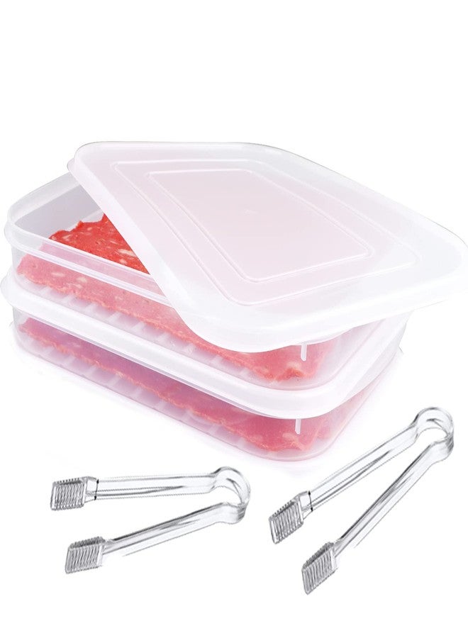 Yiphates 2 Pack Bacon Storage Container with Lid Bacon Keeper with Tongs Airtight Bacon Holder for Refrigerator with Drain Tray Fits Standard Bacon Strips for Fridge Meat Storage Deli Meat Cheese - Image 1