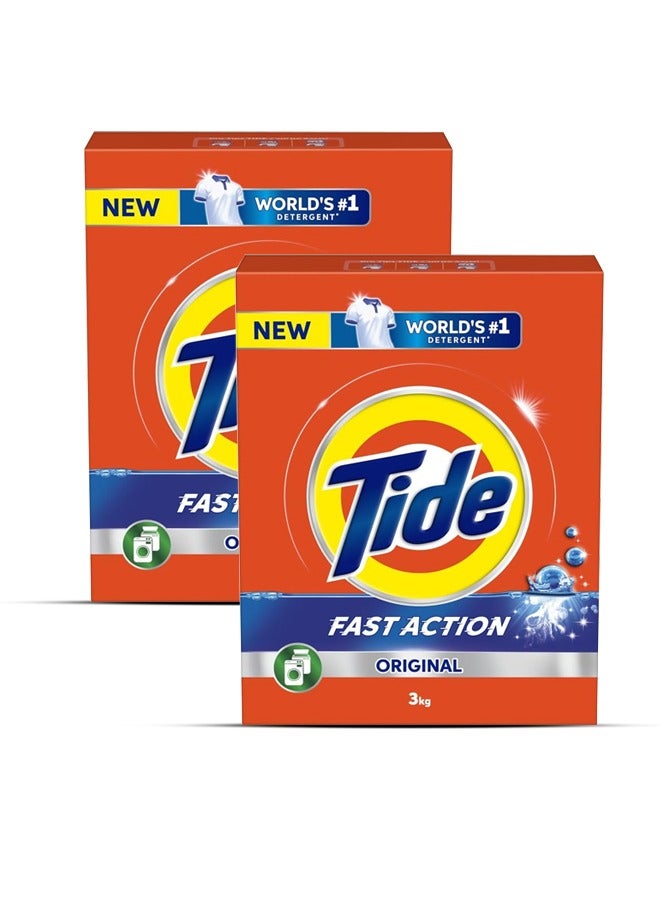 Tide Fast Action Laundry Detergent Powder 2x3kg Pack of 2 - Image 1