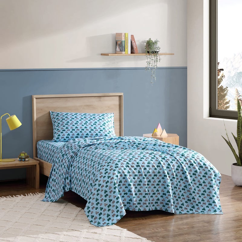 Eddie Bauer Eddie Bauer Kids - Twin Sheets  Stain Resistant Kids Bedding  Ideal for Toddler Bedding Set (Little Rider Blue  Twin)  - Image 1