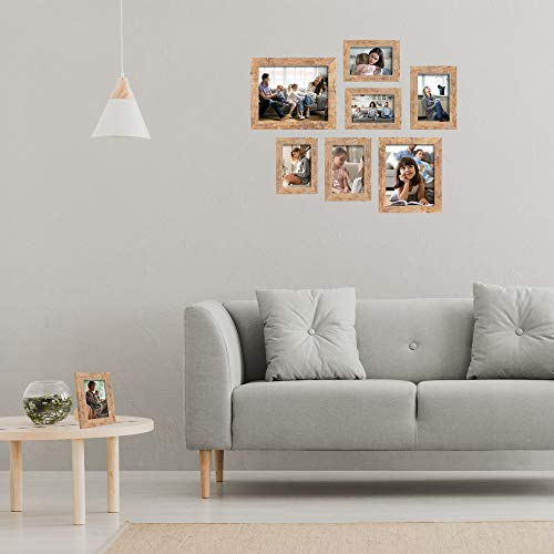 iRahmen 8x10 Picture Frame Set of 4, High Definition Real Glass Rustic Brown Frame, 8 x 10 Wood Photo Frames for Desktop Display and Wall Mounting - Image 5