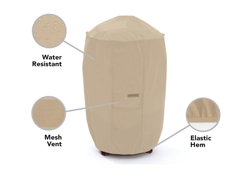 Covermates Classic Round Smoker Cover â€“ All-Weather Water-Resistant Outdoor Smoker Cover with Elastic Hem & Mesh Vents, Heavy-Duty 12-Gauge Vinyl Protection, 22 Diameter x 32H, Classic Tan - Image 3