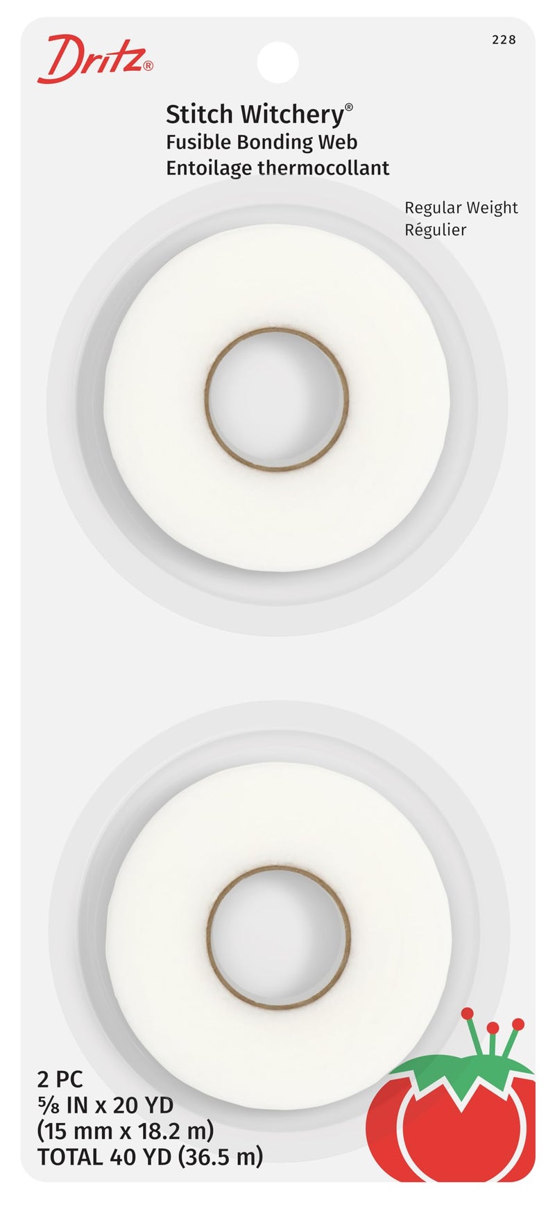 Dritz 228 Stitch Witchery, Regular Weight, 5/8-Inch X 20-Yards, White (2-count) - Image 1